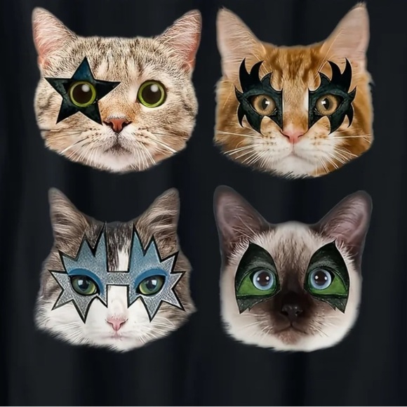 Cat ROCK N ROLL Funny‎ Band Tee 100% Cotton Black T-Shirt Women’s | Unisex Sized - Picture 9 of 12